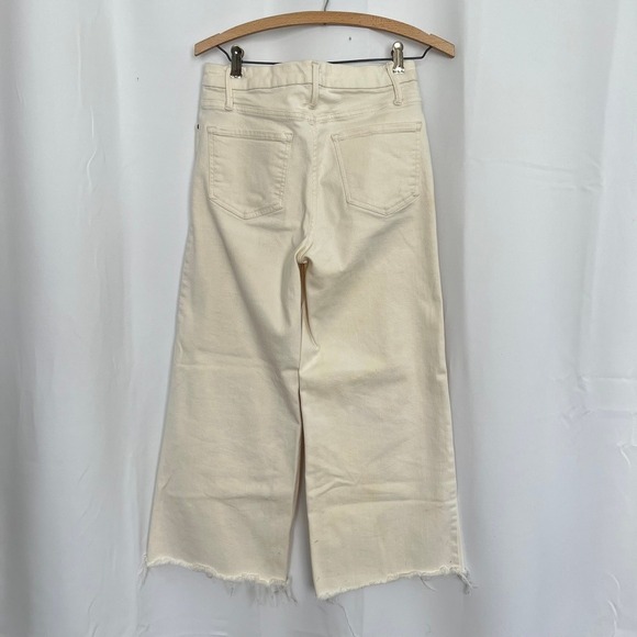 Time and Tru Womens Cream Cropped Wide Leg Jeans High Rise Button Fly Size 6 - Picture 4 of 10